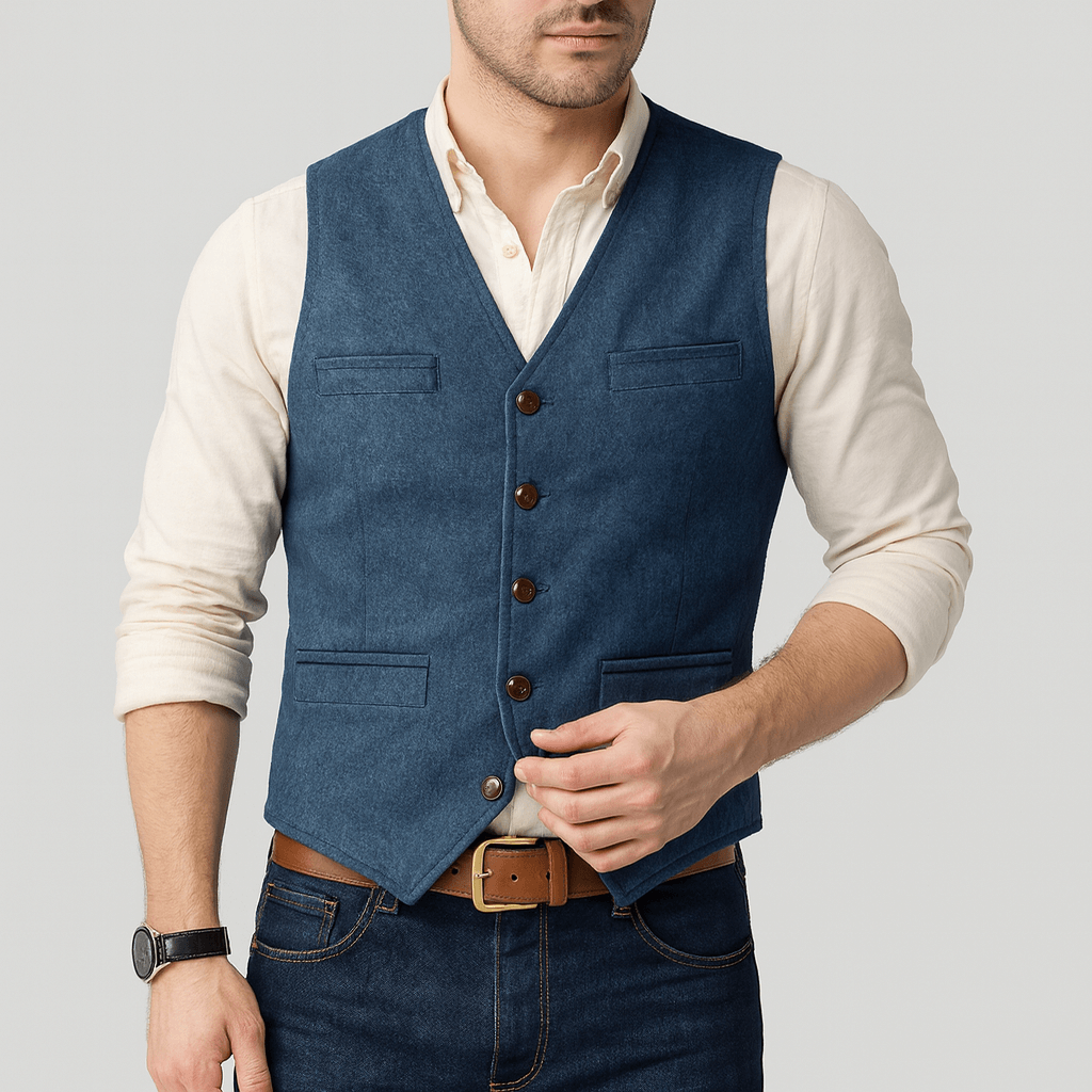 Męska kamizelka tweedowa z guzikami w eleganckim stylu