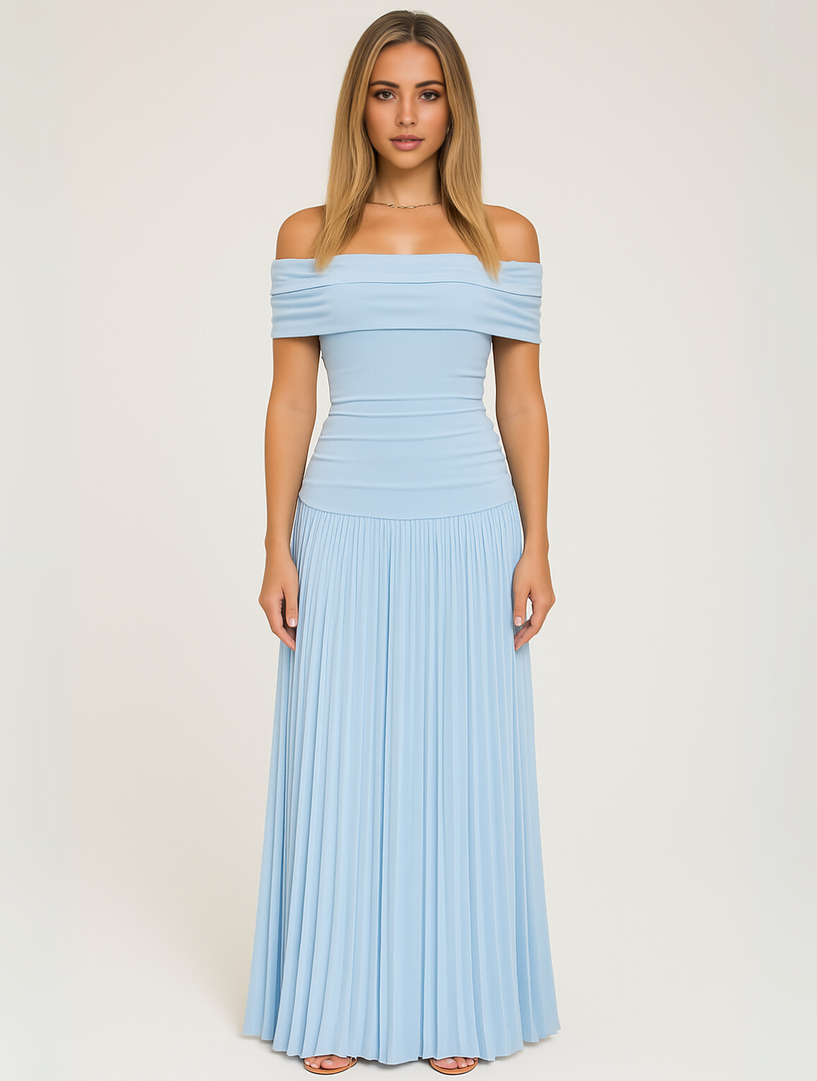 Sukienka maxi dla gościa weselnego o eleganckim fasonie