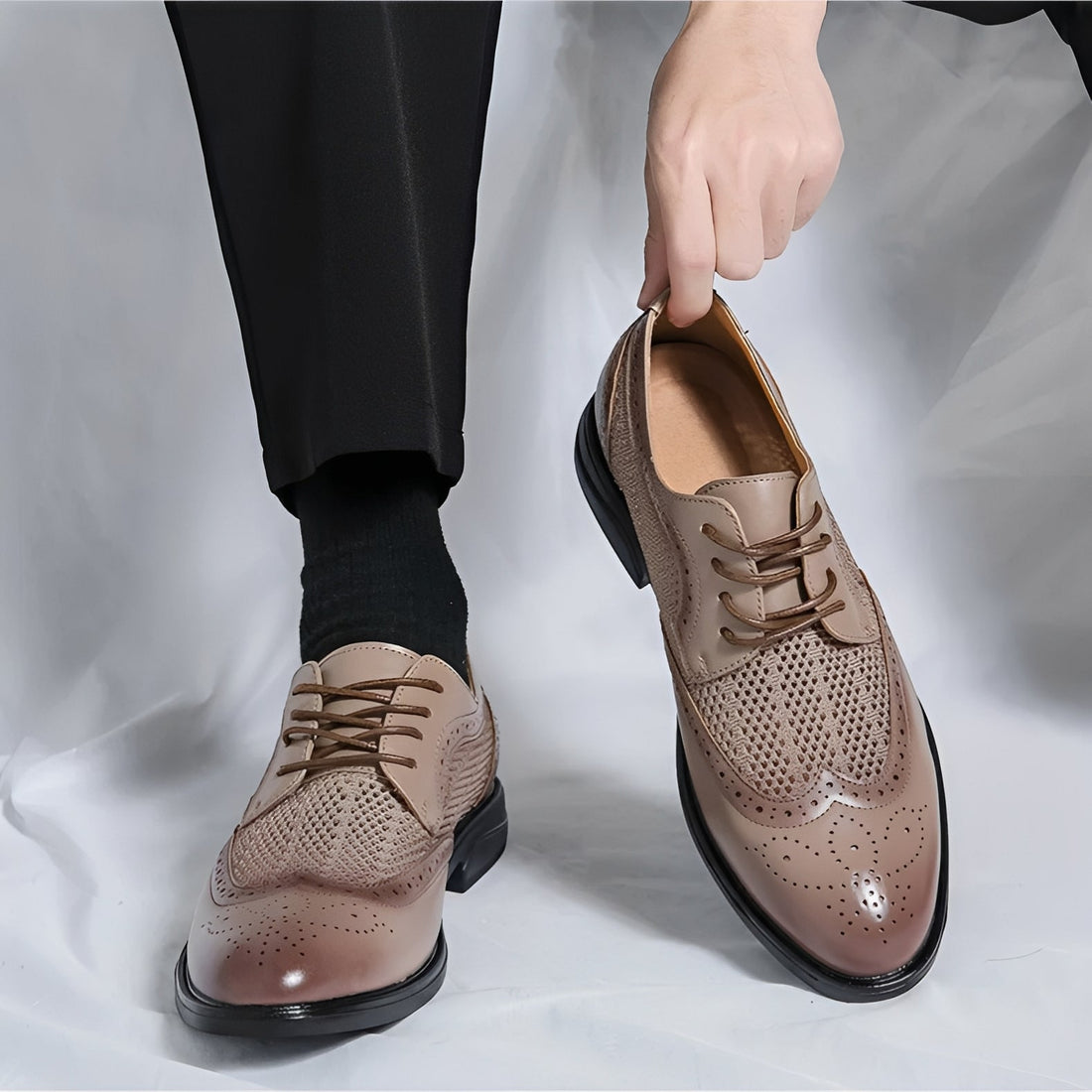 Lawrence - Eleganckie formalne skórzane buty Oxford dla mężczyzn
