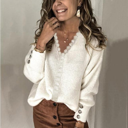 Casualowy elegancki sweter dziany damski