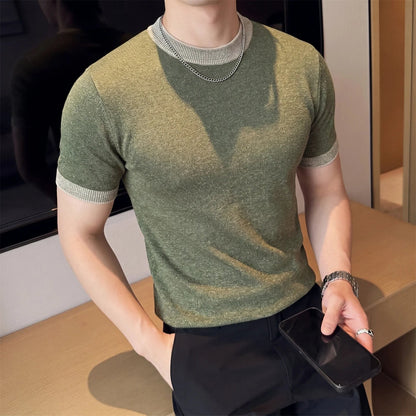 Męski T-shirt z Lyocellu i Lnu z Okrągłym Kołnierzem, Oddychający