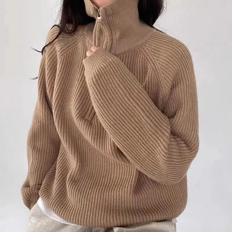 Damski Sportowy Sweter Polo Z Półzamkiem
