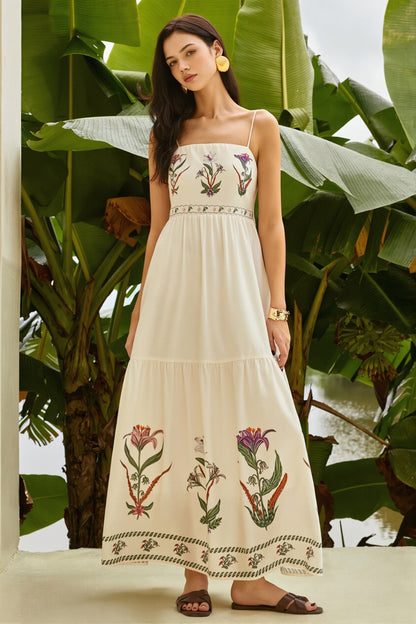 Damska Sukienka Maxi W Kwiaty Bandeau Boho