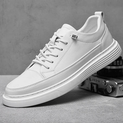 Męskie Skórzane Sneakersy Niskie Białe