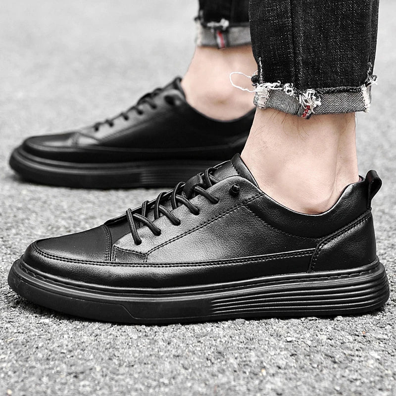 Męskie białe skórzane sneakersy niskie z góry