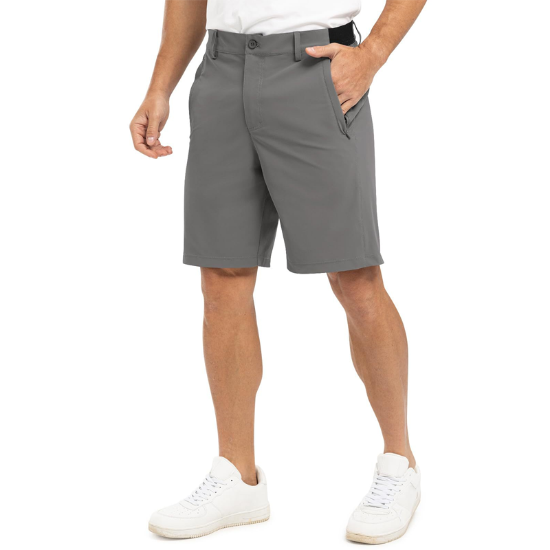 Detal kieszeni w oddychających szortach golfowych męskich