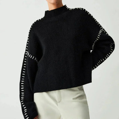 Damski Oversizowy Sweter Z Półgolfem