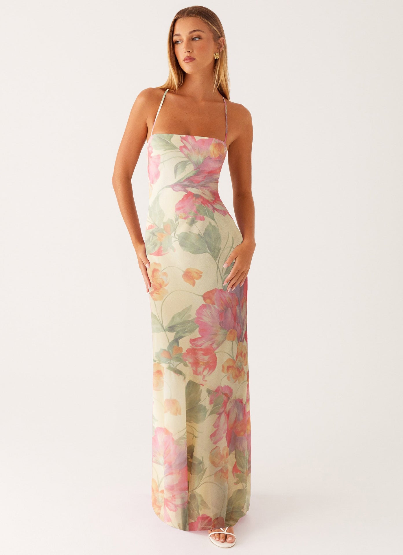 Letnia sukienka maxi damska w kwiaty, bez rękawów, boho