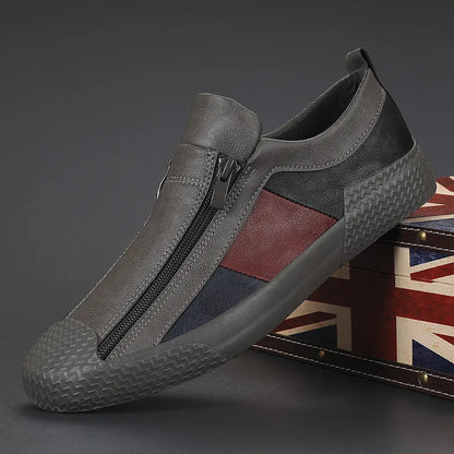 Męskie Skórzane Sneakersy Colourblock Niskie
