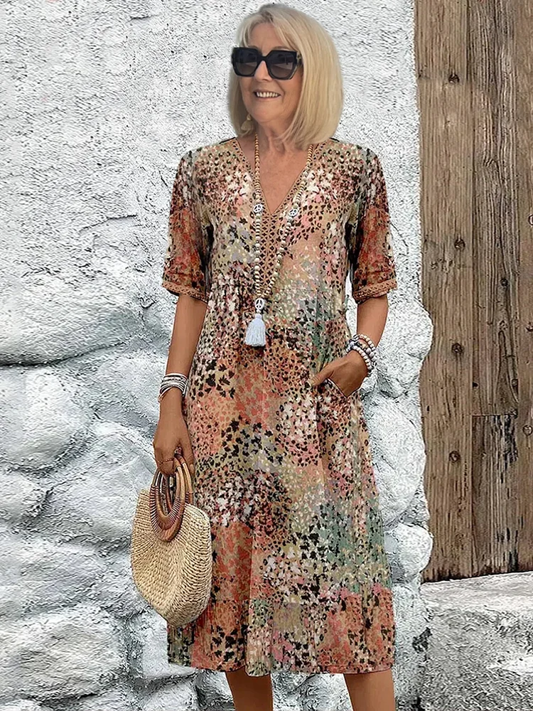 Harper - Sukienka midi elegancka z kwiatowym wzorem