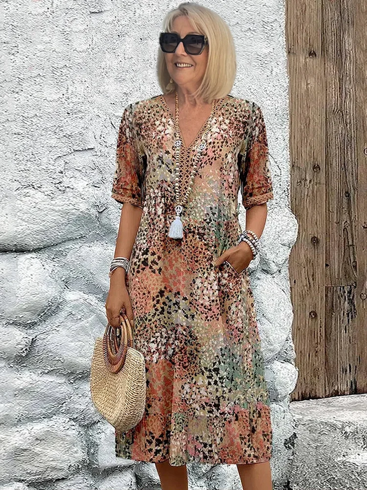 Harper - Sukienka midi elegancka z kwiatowym wzorem