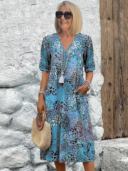 Harper - Sukienka midi elegancka z kwiatowym wzorem