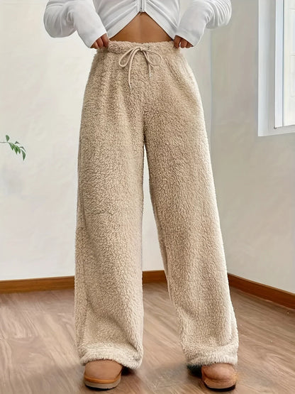 Damskie spodnie domowe z miękkiego polaru teddy