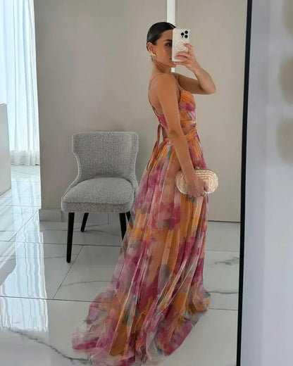 Brienne - Suknia Maxi Damska, Elegancka & Warstwowa