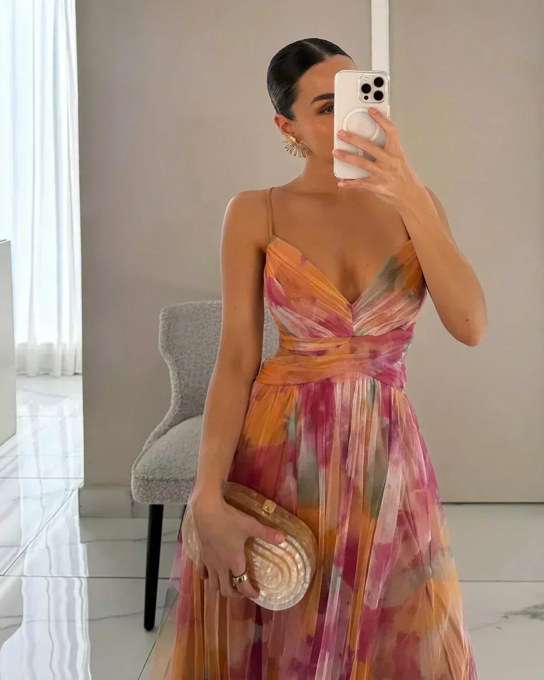 Brienne - Suknia Maxi Damska, Elegancka & Warstwowa