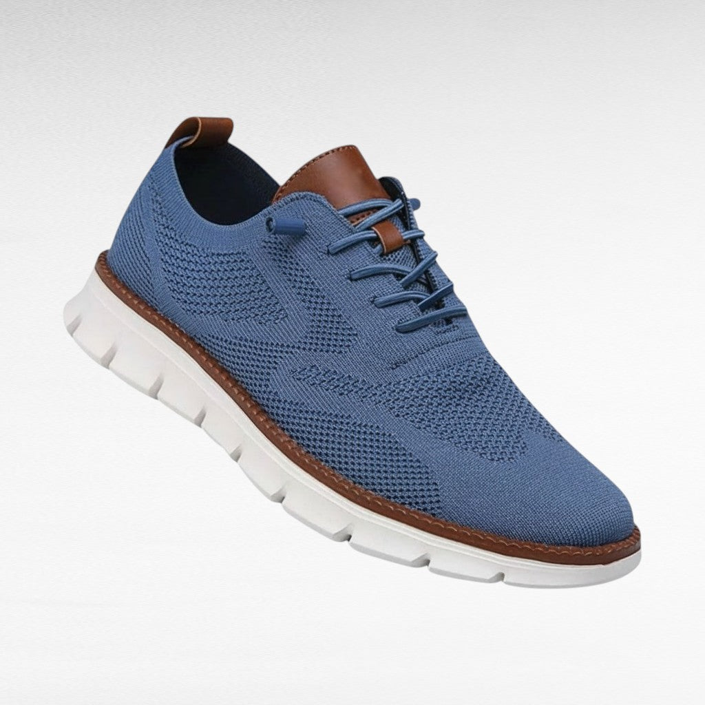 Męskie sneakersy oxford dzianinowe sznurowane widok z boku