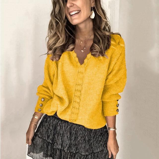 Casualowy elegancki sweter dziany damski