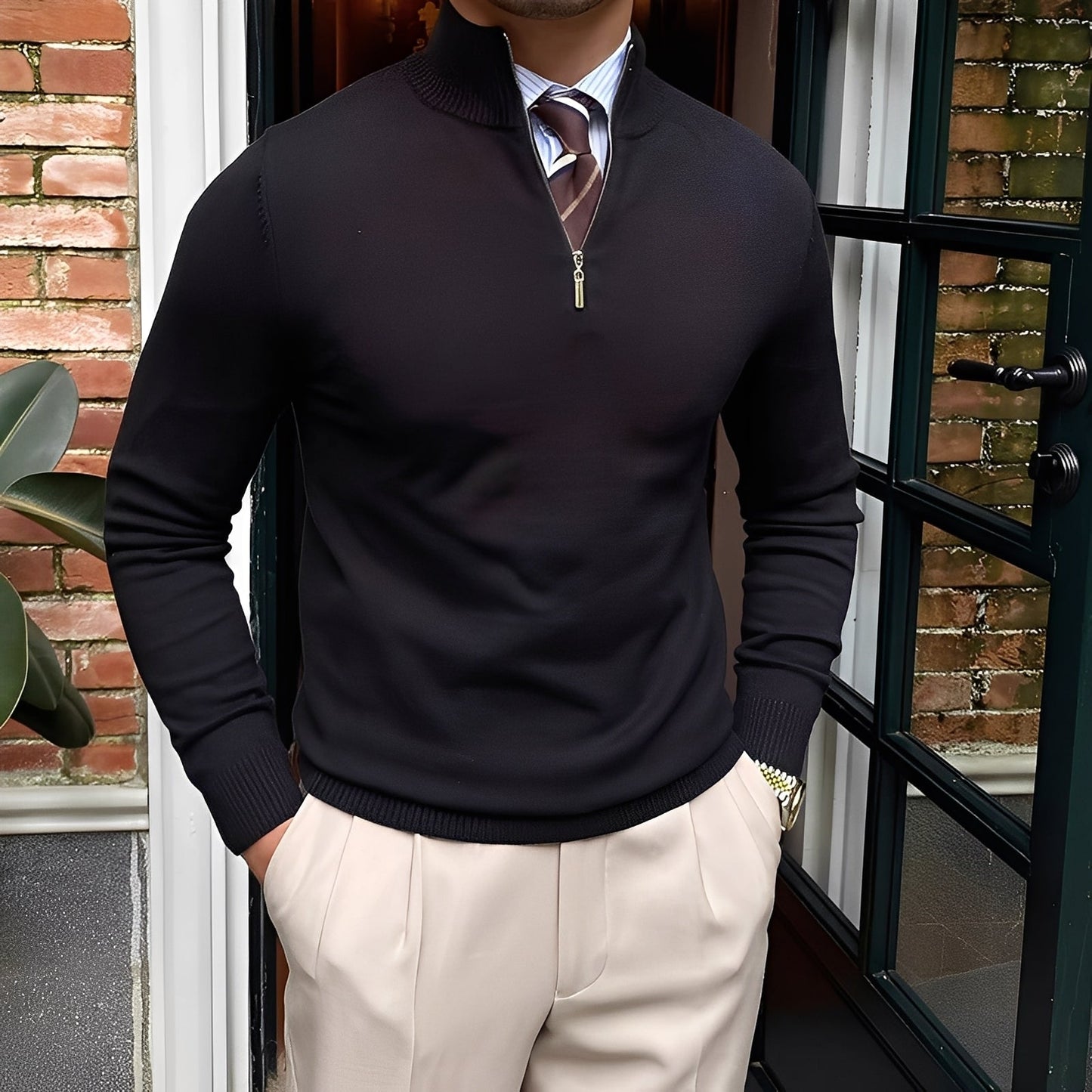 Osbert - Elegancki sweter z dzianiny z zamkiem dla mężczyzn
