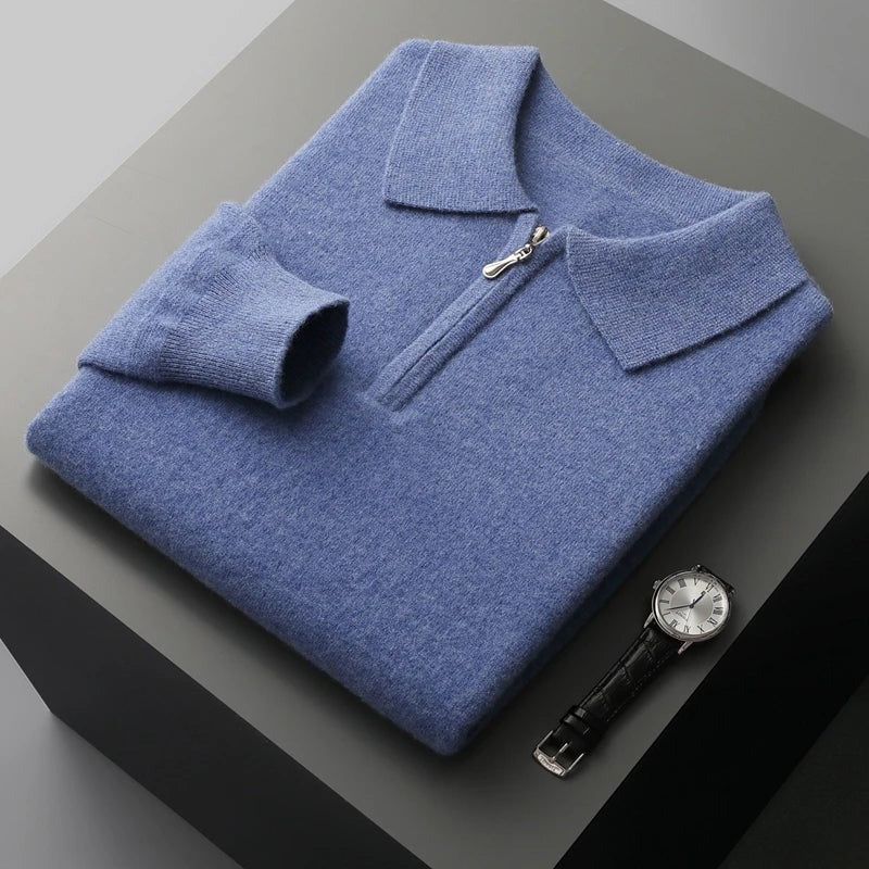 Patrick - Swobodny polo sweter z połowkowym zamkiem dla mężczyzn