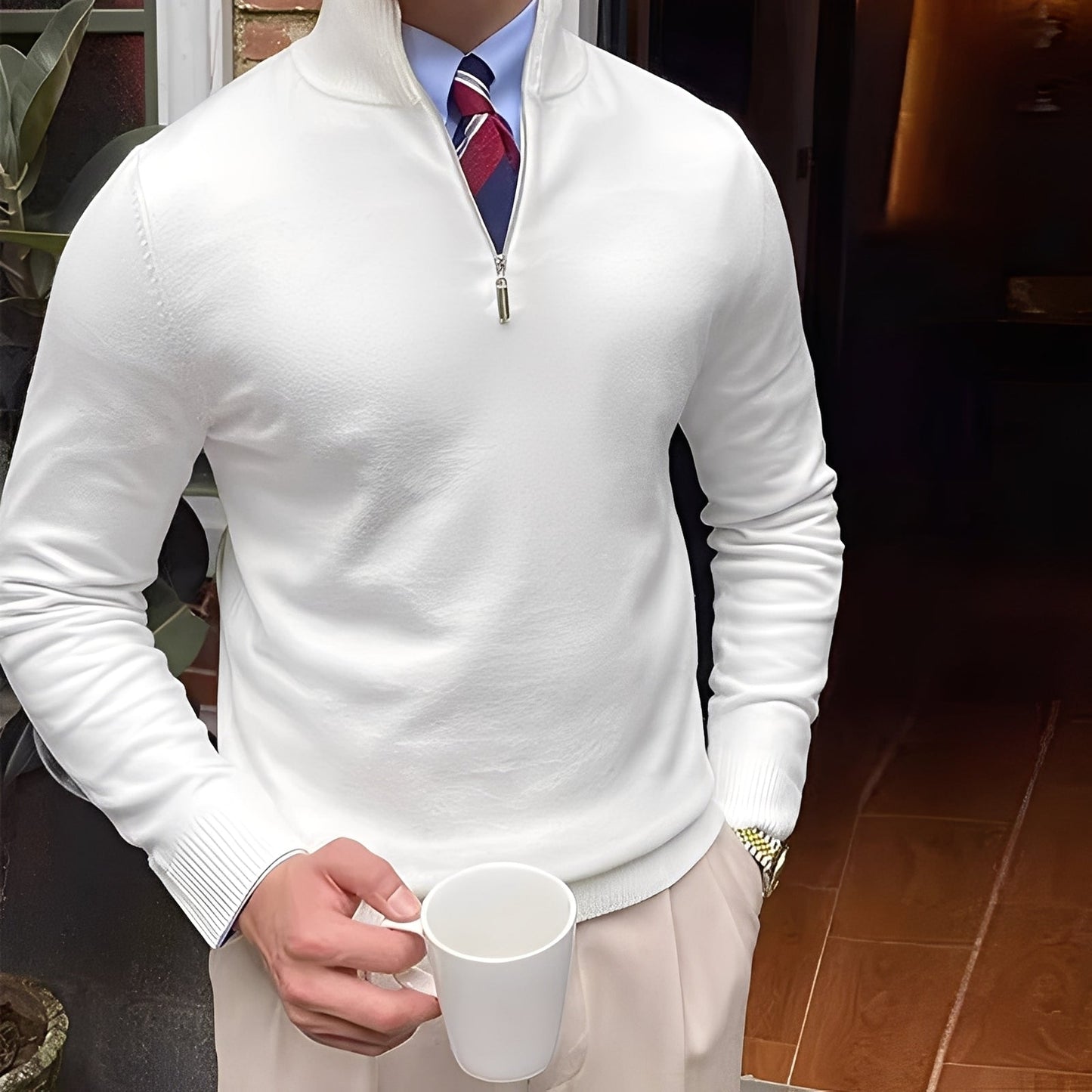 Osbert - Elegancki sweter z dzianiny z zamkiem dla mężczyzn