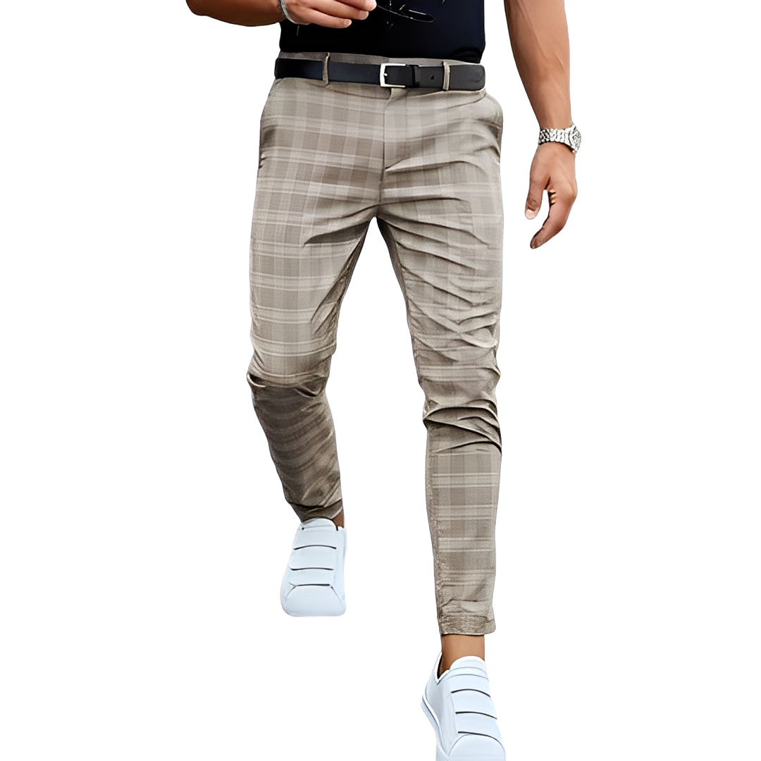 Deacon - Luźne spodnie Slim-Fit w kratę dla mężczyzn