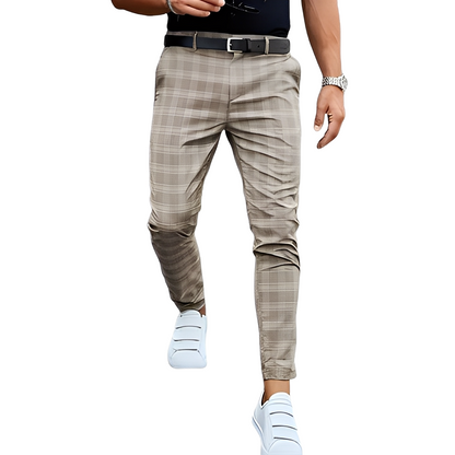 Deacon - Luźne spodnie Slim-Fit w kratę dla mężczyzn