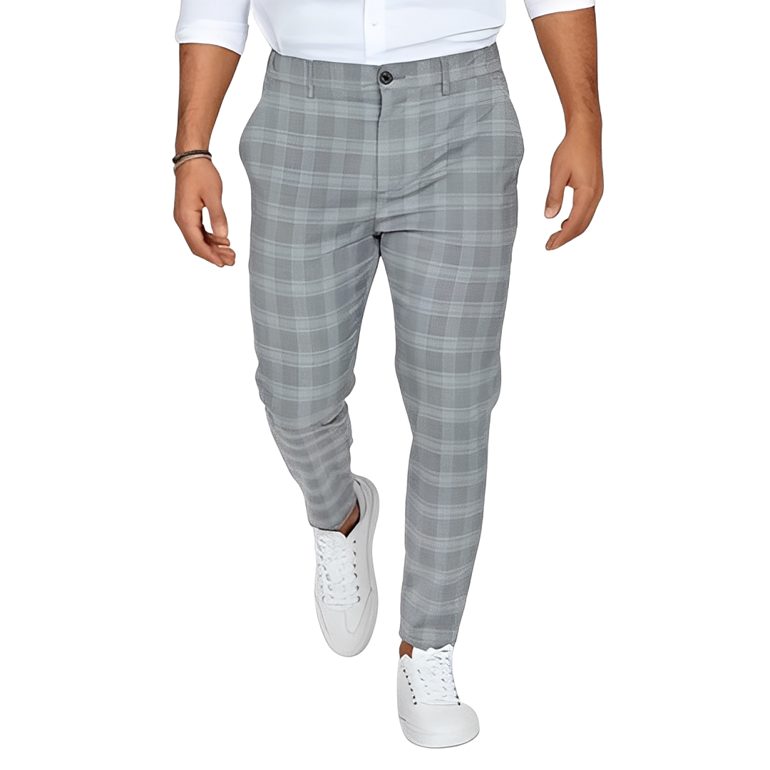 Deacon - Luźne spodnie Slim-Fit w kratę dla mężczyzn