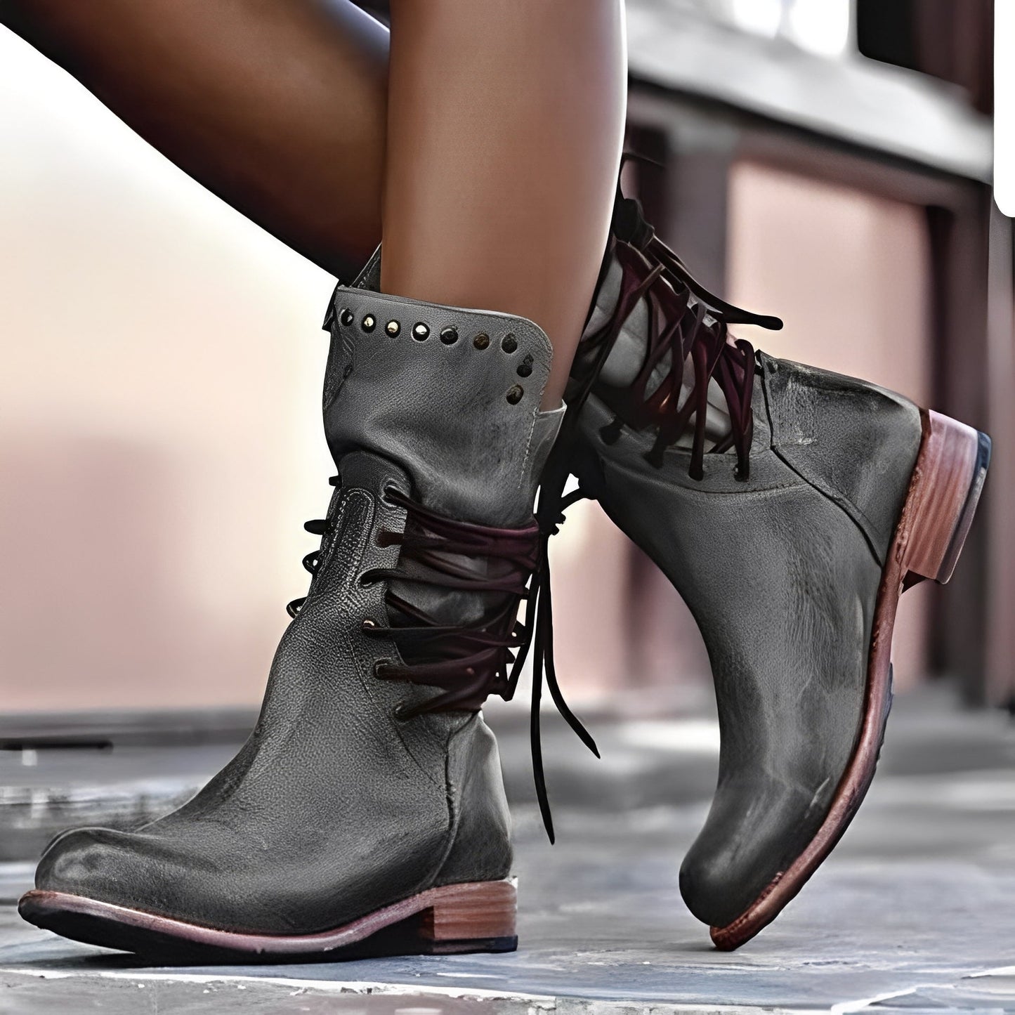 Lenora - Retro skórzane buty z niskim obcasem dla kobiet