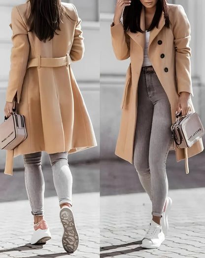Deena - Elegancki, wygodny płaszcz wełniany dla kobiet
