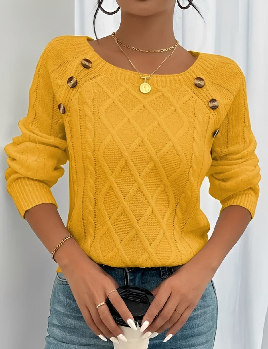 Sally - Stylowy sweter z dzianiny z guzikami dla kobiet