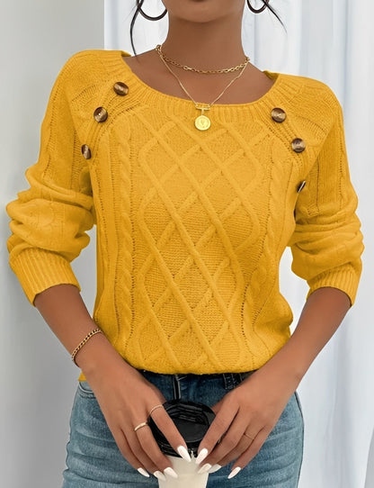 Sally - Stylowy sweter z dzianiny z guzikami dla kobiet