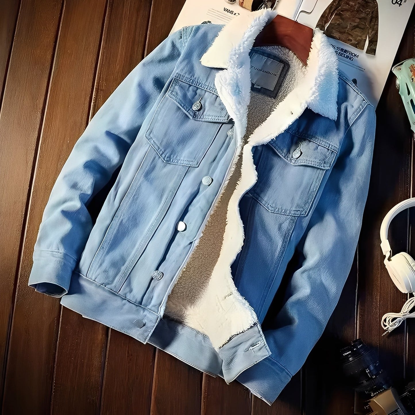 Robbie - Klasyczna Denim-Fleecejacka dla Mężczyzn