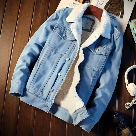 Robbie - Klasyczna Denim-Fleecejacka dla Mężczyzn
