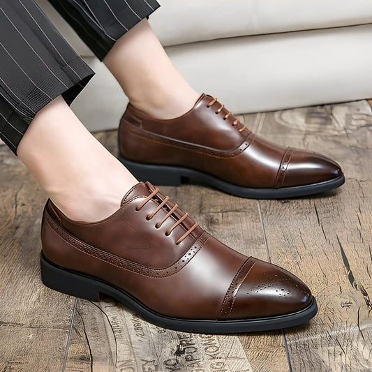 Fulton - Nowoczesne formalne buty skórzane z detalami brogue dla mężczyzn
