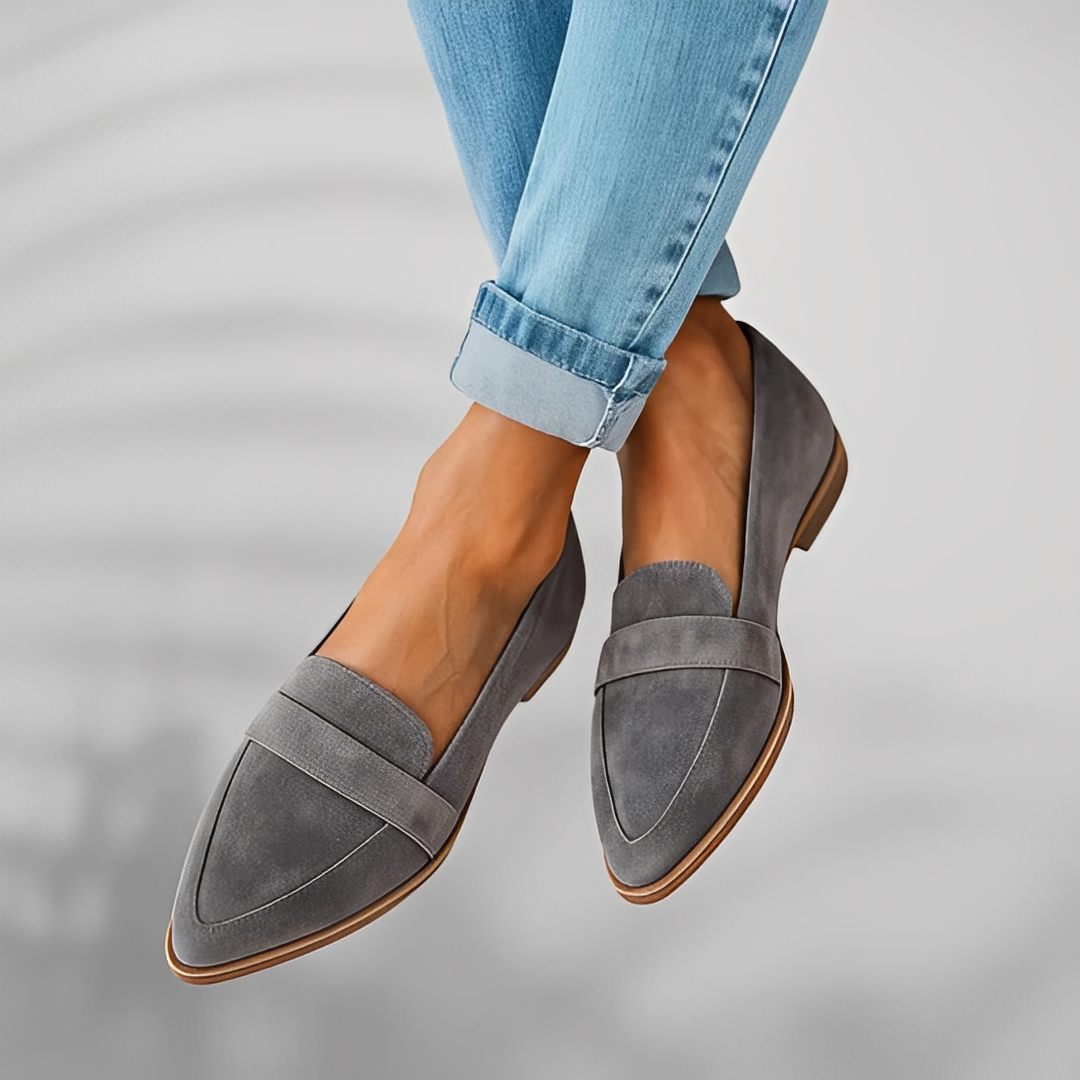 Théa - Skórzane codzienne buty z wąskim noskiem dla kobiet