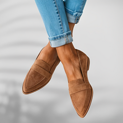 Théa - Skórzane codzienne buty z wąskim noskiem dla kobiet