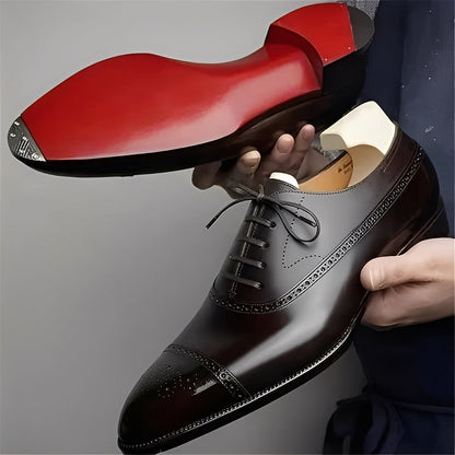 Fulton - Nowoczesne formalne buty skórzane z detalami brogue dla mężczyzn