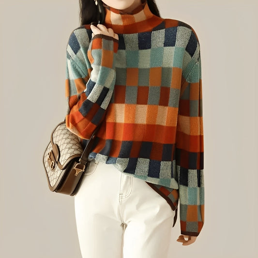 Becca - Stylowy patchworkowy golf dla kobiet