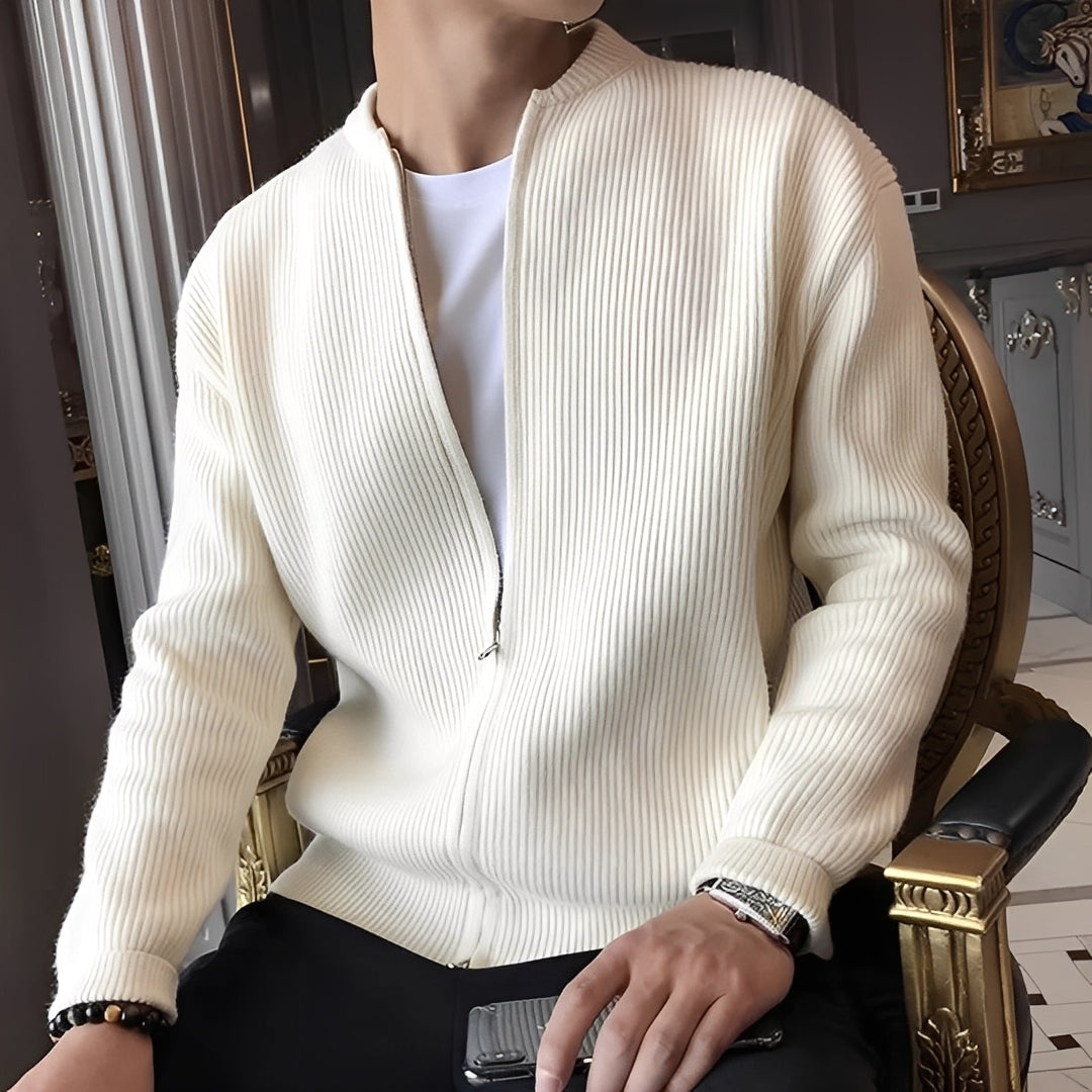 Damon - Retro sweter z dzianiny z zamkiem dla mężczyzn