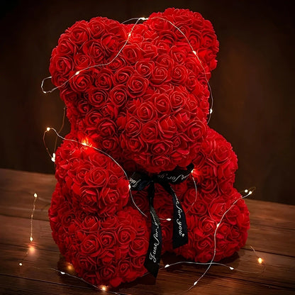 Teddie - Romantyczny Różany Miś z LED-Pudełkiem na Walentynki
