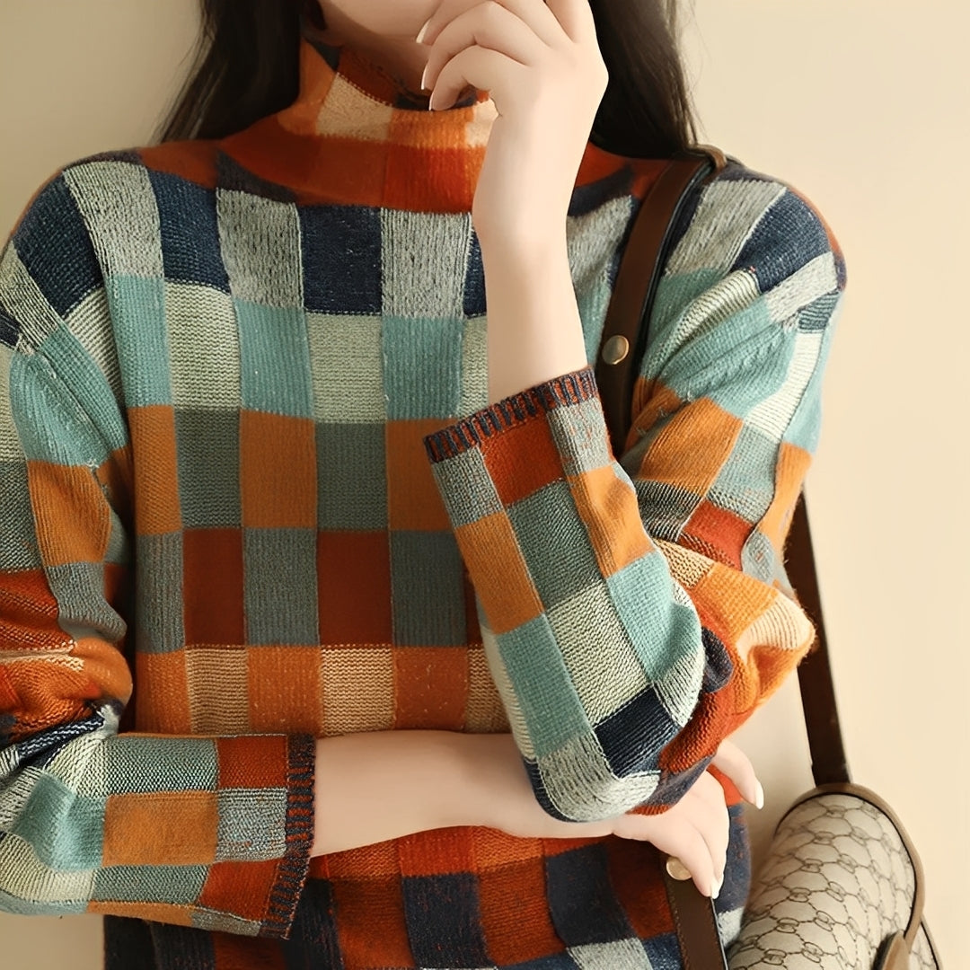 Becca - Stylowy patchworkowy golf dla kobiet