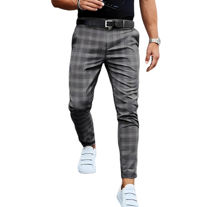 Deacon - Luźne spodnie Slim-Fit w kratę dla mężczyzn