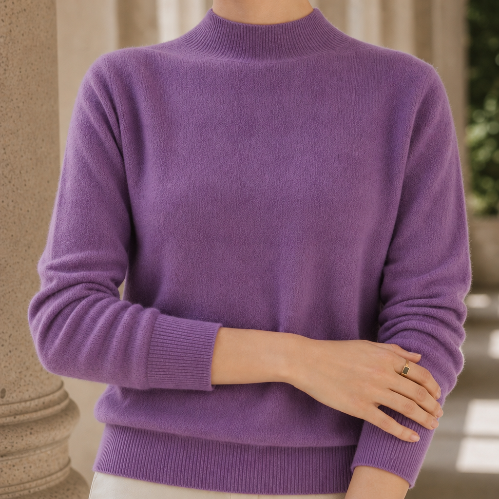 Damski sweter kaszmirowy z półgolfem w eleganckim fasonie