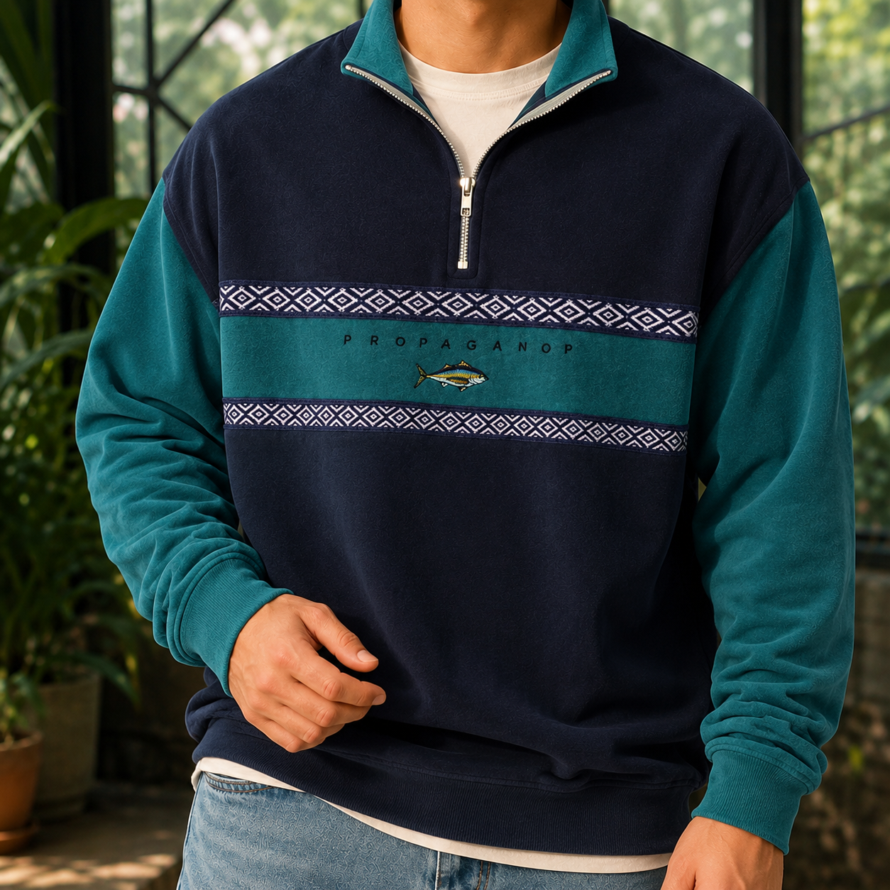 Sweter z zamkiem jako element codziennej męskiej stylizacji