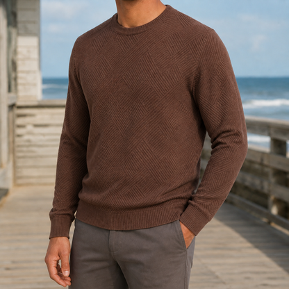 Sweter Z Geometryczną Fakturą Regularny Krój