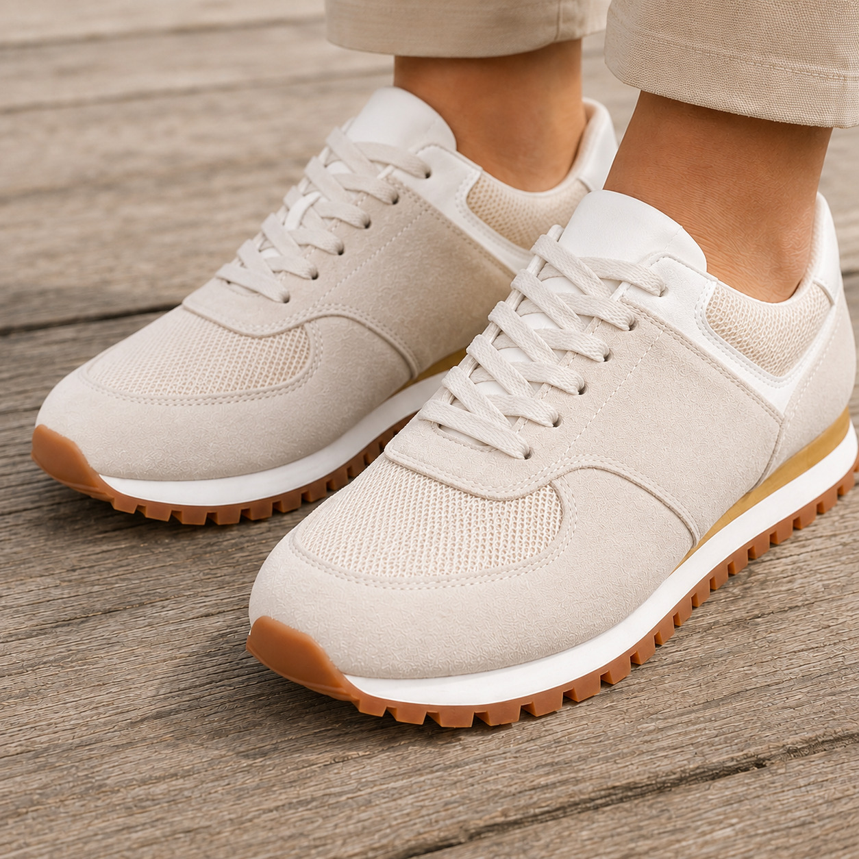 Sneakersy Retro Z Siatki I Wstawkami Zamszowymi