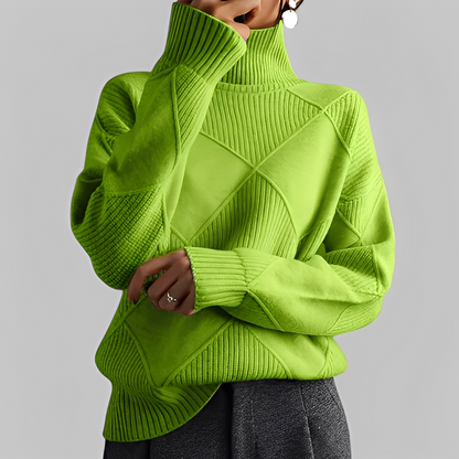 Mariette - Damski sweter oversize z golfem na zimę