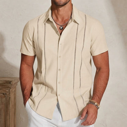 Męska Koszula Lniana Guayabera Na Lato