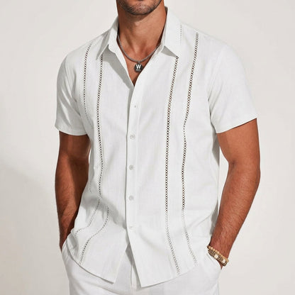 Męska koszula lniana guayabera z boku