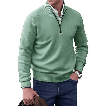 Męski Stylowy Sweter z Półzamkiem i Dzianiny